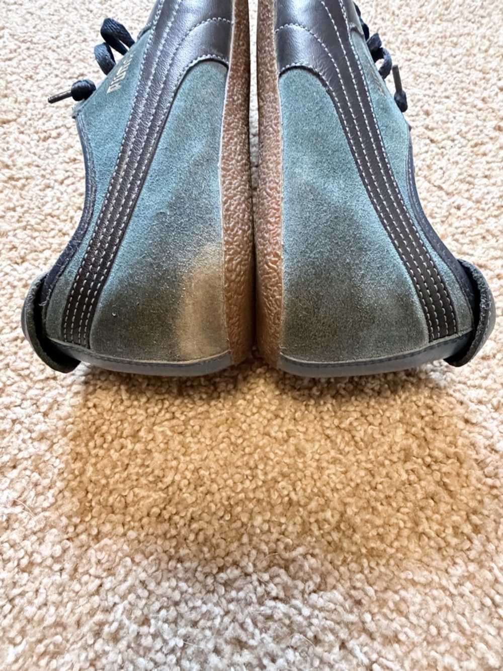 Puma Men’s Teal and Navy Suede Low-Top Sneakers - Picture 6 of 7